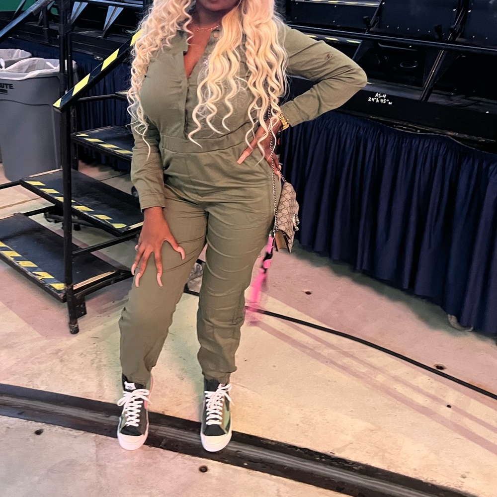Green jumpsuit
